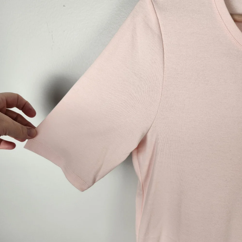 NWT Chico's Bella‎ Top Basic Knit Short Sleeve T-Shirt Whisper Pink (1/ M) #648 - Picture 3 of 11